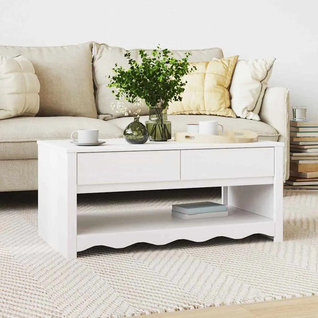 vidaXL Τραπεζάκι σαλονιού with Drawer Drammen Λευκό 99 x 55 x 45 εκ.