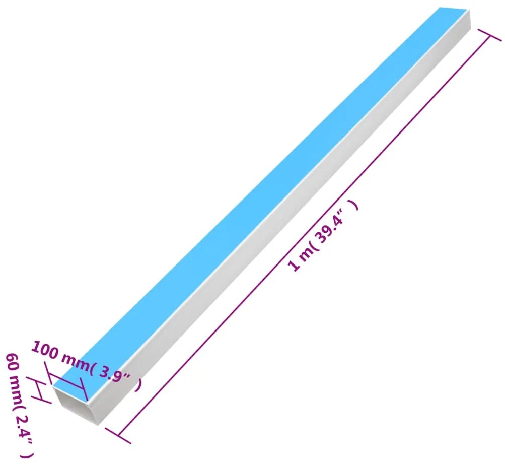 Κανάλι Καλωδίων Αυτοκόλλητο 100 x 60 χιλ. 10 μ. από PVC - Λευκό