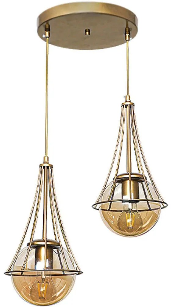 Φωτιστικό Οροφής Chavi 0124516 40x40x80cm 2xE27 60W Gold Megapap Μέταλλο