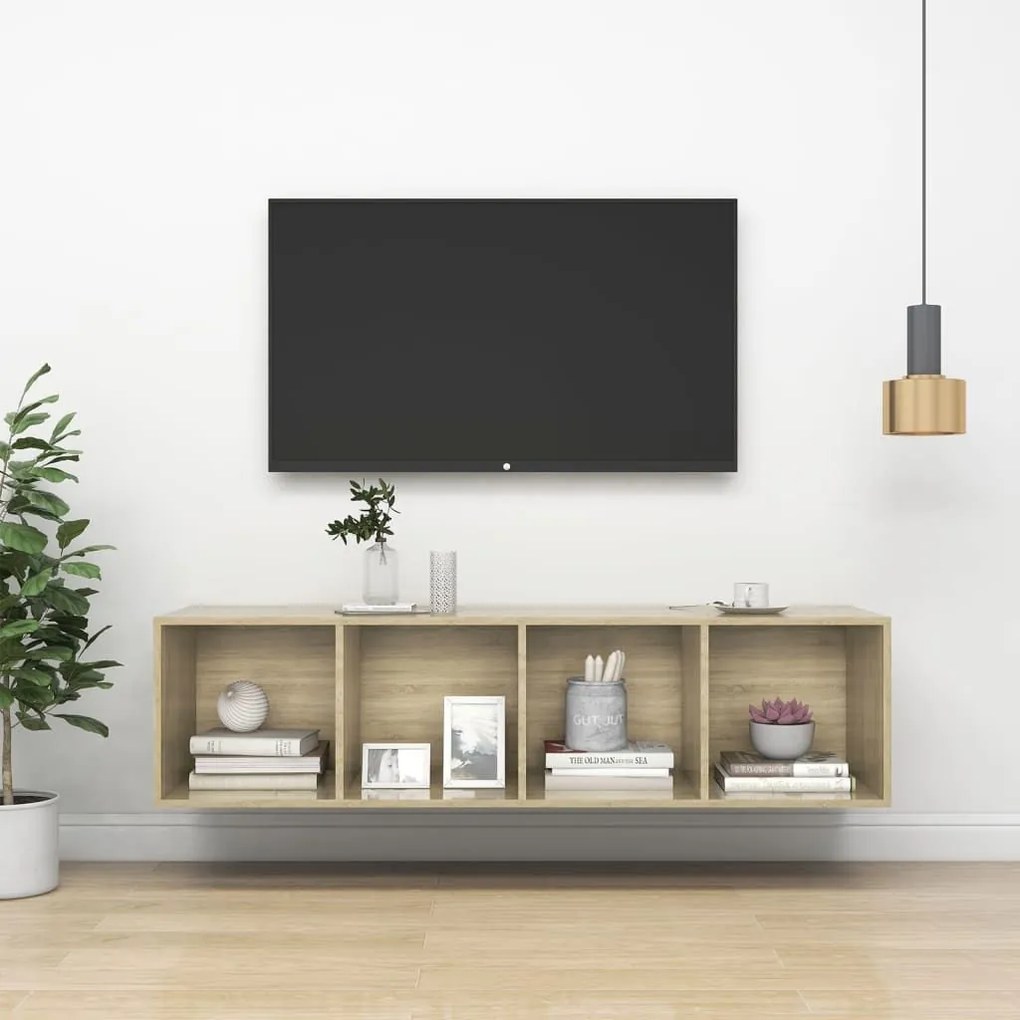 Έπιπλο Τηλεόρασης Κρεμαστό Δρυς 37x37x142,5 εκ. από Επεξ. Ξύλο 805492
