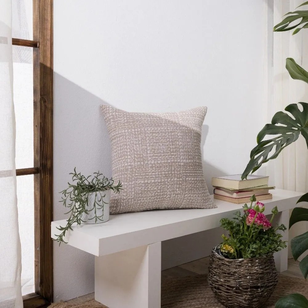 Μαξιλάρι Διακοσμητικό (Με Γέμιση) Belluno 02 Beige Teoran 43X43 Βαμβάκι-Πολυέστερ