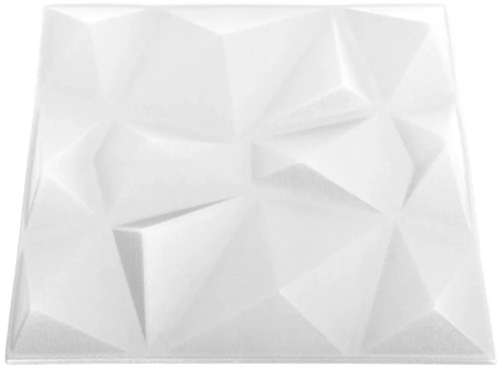 vidaXL Πάνελ Τοίχου 3D 48 τεμ. Λευκό Διαμαντιού 50 x 50 εκ. 12 μ²