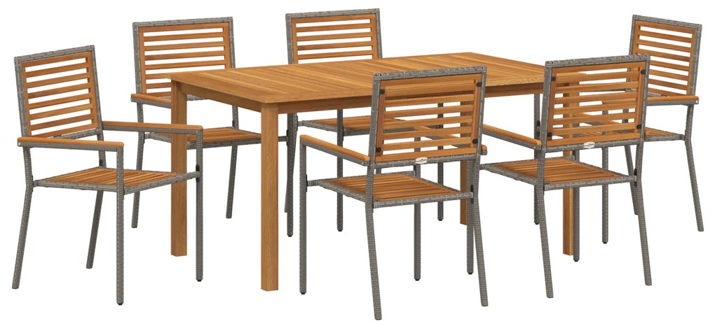 vidaXL Σετ Τραπεζαρίας Κήπου 7 pcs Γκρι 150 x 90 x 74 cm