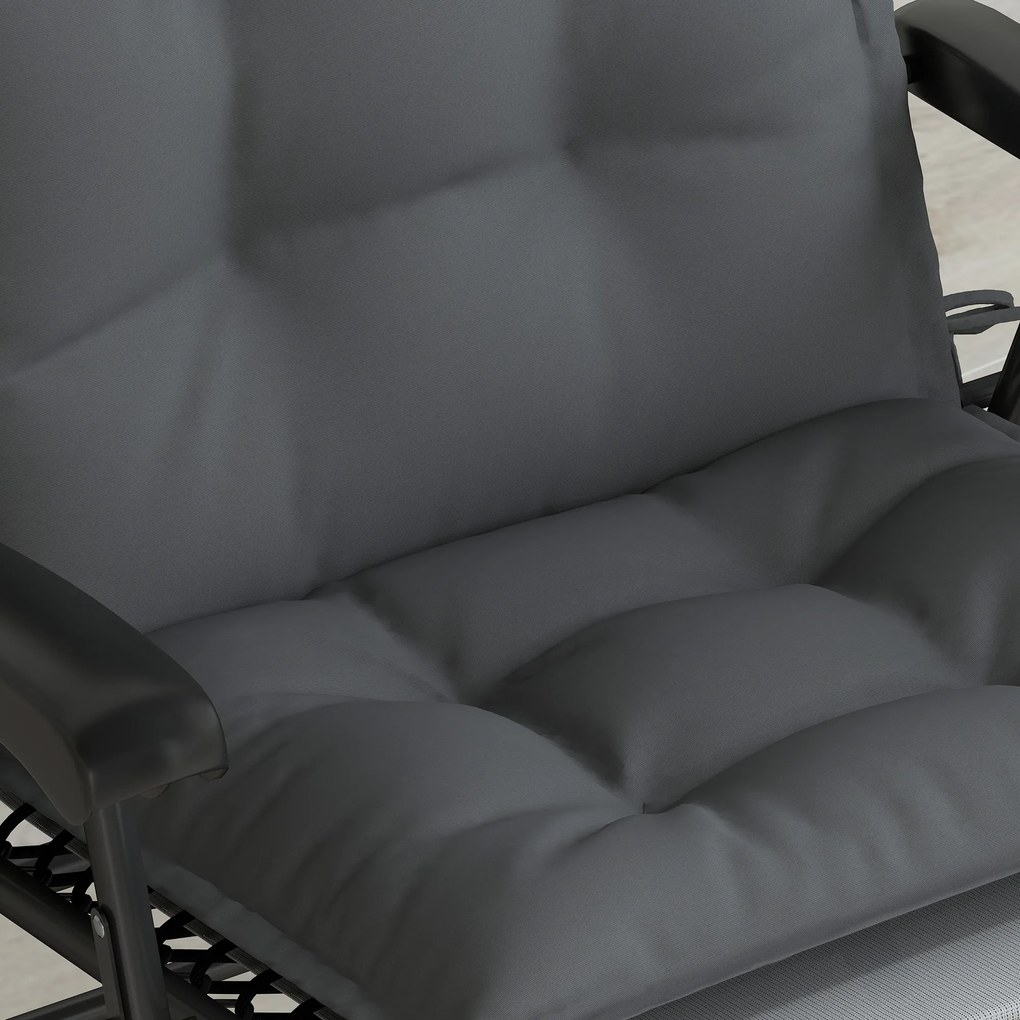 Outsunny Σετ 2 Μαξιλάρια για Ξαπλώστρα Ανθεκτικό στο Νερό Μαξιλάρι Ξαπλώστρας Κήπου 50x116x5 εκ., Σκούρο Γκρι