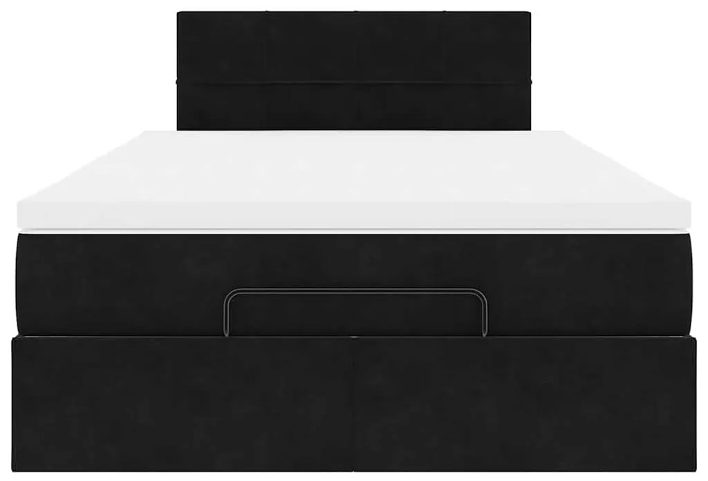 vidaXL Οθωμανικό κρεβάτι με στρώμα & LEDs Μαύρο 120x200cm Velvet