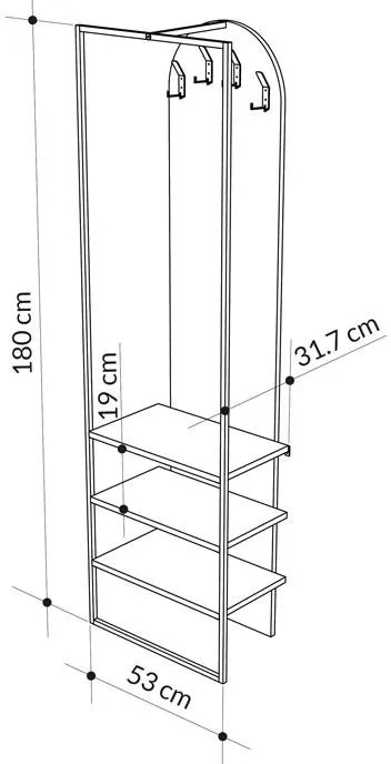 Έπιπλο εισόδου Archy μελαμίνης φυσικό 53x32x180εκ