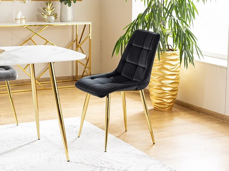Επενδυμένη καρέκλα ύφασμιμι Chic 50x43x88 χρυσός/μαύρο βελούδο DIOMMI CHICVZLC