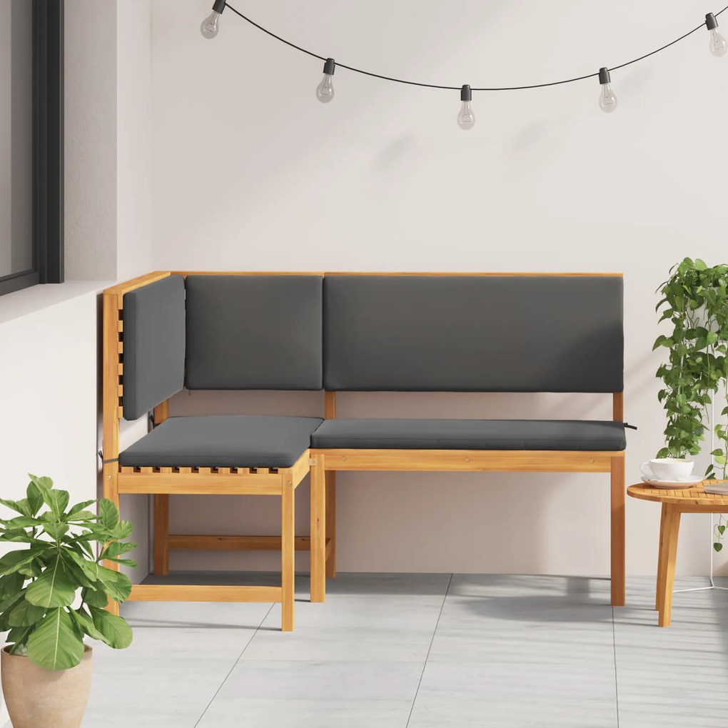 vidaXL Γωνιακή Παγκάκι Κήπου με Μαξιλάρια 140x100x91 εκ Μασίφ Ξύλο Ακακίας