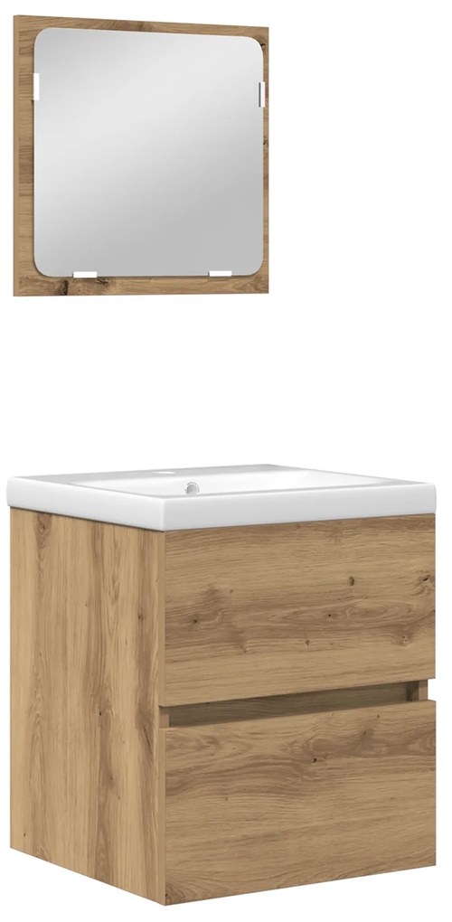 vidaXL Σετ Επίπλων Μπάνιου με συρτάρι 2 pcs Μαύρος Δρυς και Λευκό