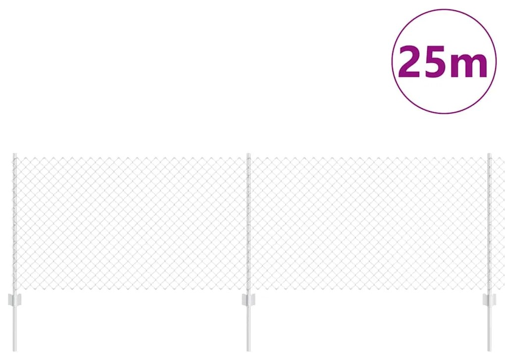 vidaXL Φράχτης με Στήλες. Ασημί 0.8 x 25 m Ατσάλι