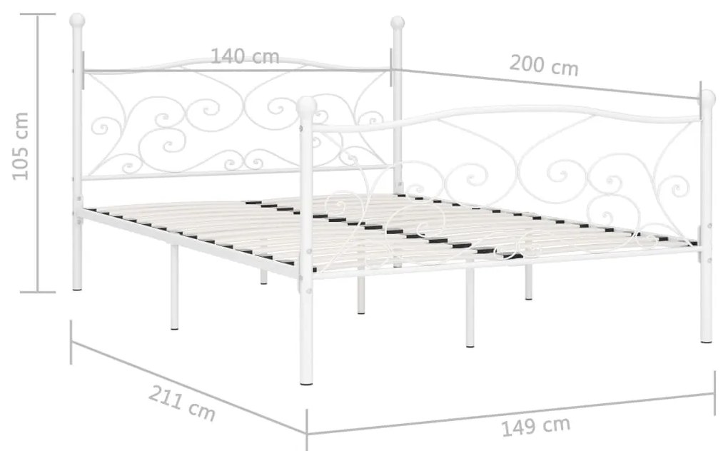 vidaXL Πλαίσιο Κρεβατιού με Τελάρο Λευκό 140 x 200 εκ. Μεταλλικό