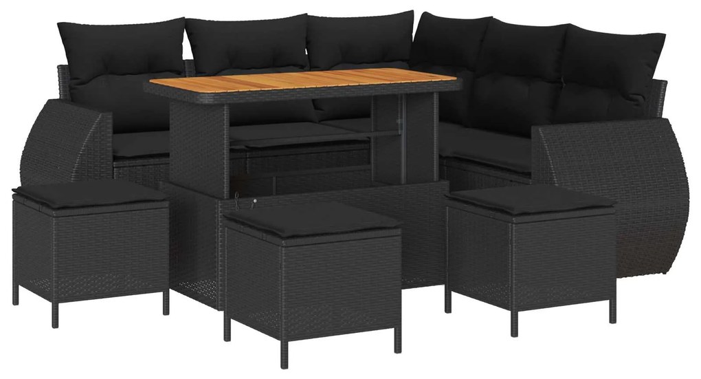 Σετ Καναπέ Κήπου 9 pcs Μαύρο συνθετικό ρατάν