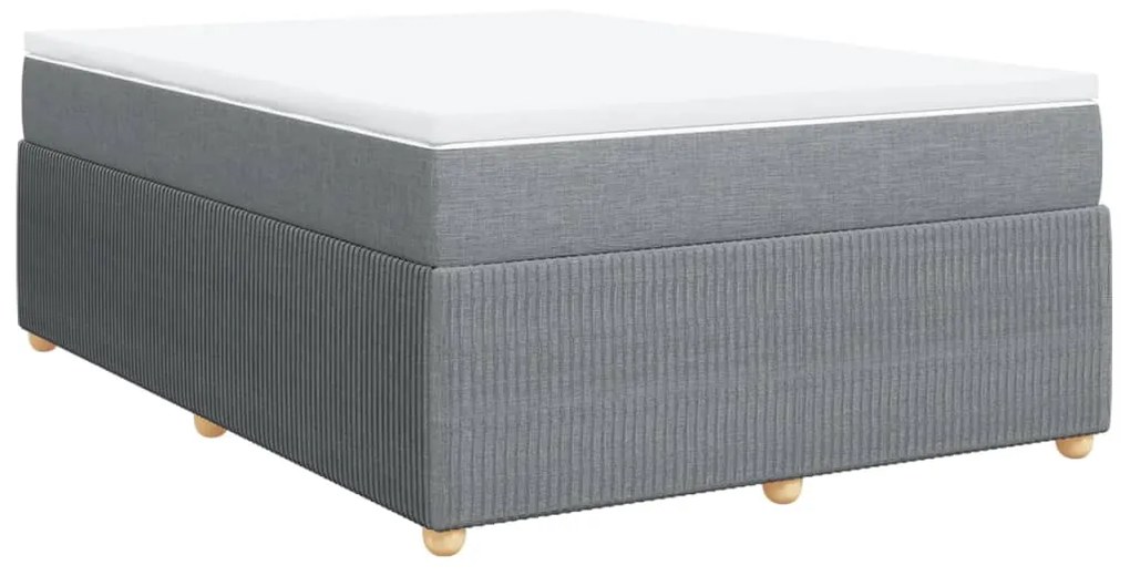 vidaXL Κρεβάτι Boxspring με Στρώμα Ανοιχτό Γκρι 140x190 εκ. Υφασμάτινο