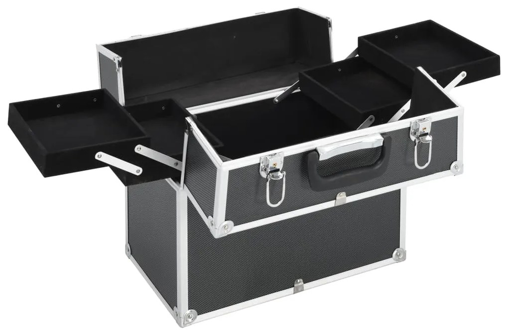 vidaXL Βαλίτσα Μακιγιάζ Μαύρη 38x23x34 εκ. Αλουμινίου