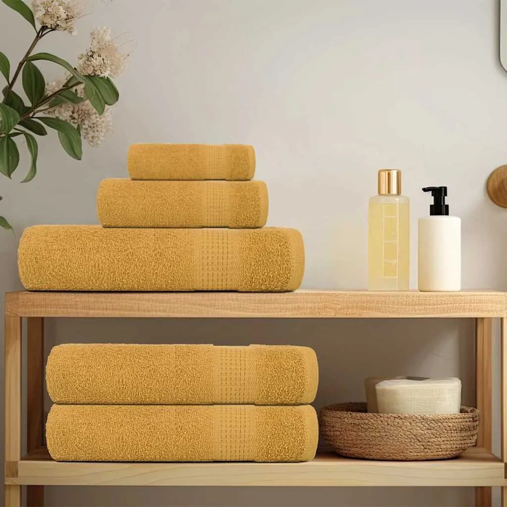 vidaXL Πετσέτες 10 τεμάχια Χρυσή 100x200 εκ. 360 γρ/μ² 100% βαμβάκι
