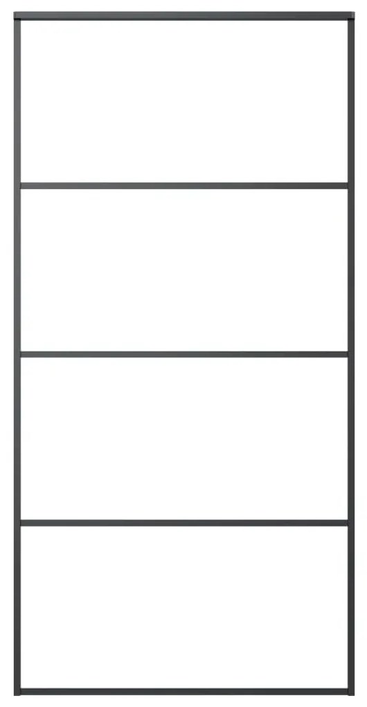 Συρόμενη Πόρτα με Μηχανισμό 102,5x205 εκ. Γυαλί ESG &amp; Αλουμίνιο - Μαύρο