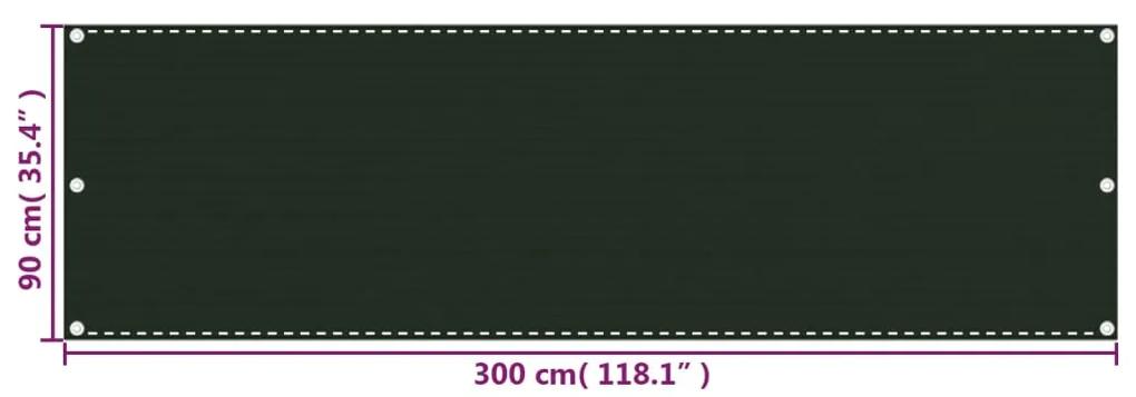 vidaXL Διαχωριστικό Βεράντας Σκούρο Πράσινο 90 x 300 εκ. από HDPE
