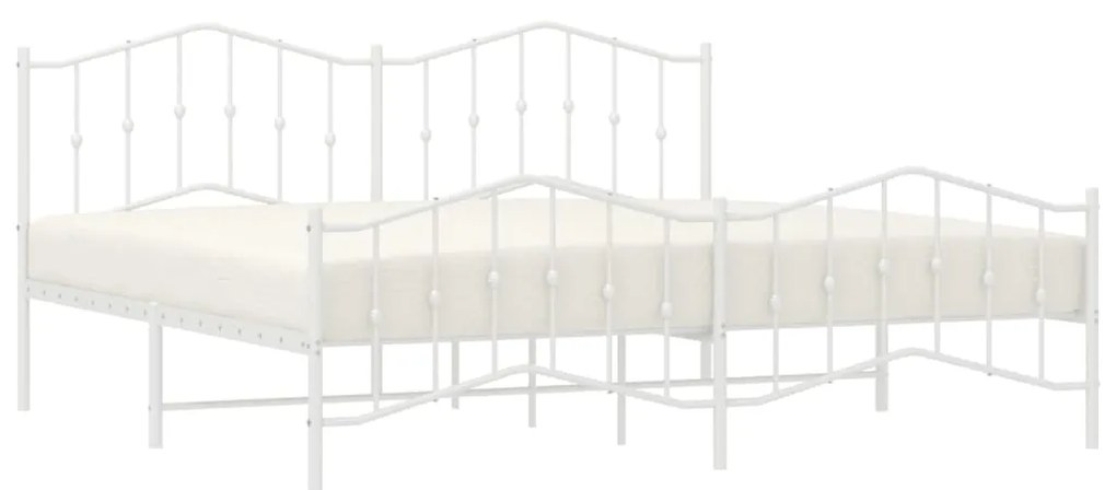 vidaXL Πλαίσιο Κρεβατιού με Κεφαλάρι/Ποδαρικό Λευκό 200x200εκ. Μέταλλο
