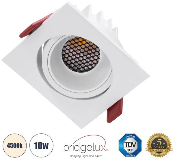 Χωνευτό Σποτ Downlight LED TrimLess 10W Κινούμενο-Λευκό 4500K LEO-SQ 60290 Globostar-60290-Λευκό 60290