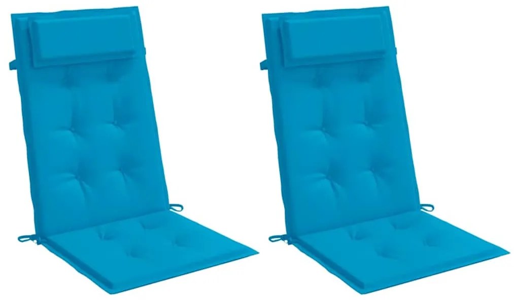 vidaXL Μαξιλάρια Καρέκλας με Πλάτη 2 τεμ. Γαλάζια από Ύφασμα Oxford