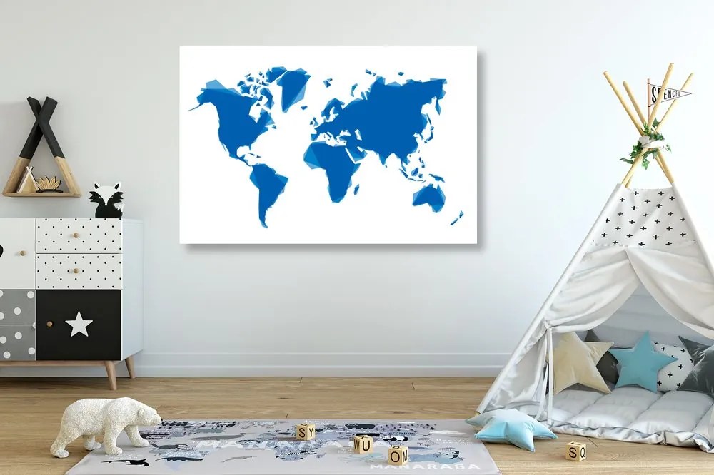 Εικόνα στον αφηρημένο παγκόσμιο χάρτη φελλού σε μπλε - 120x80  flags