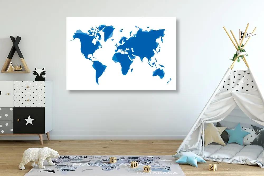 Εικόνα στον αφηρημένο παγκόσμιο χάρτη φελλού σε μπλε - 120x80  wooden