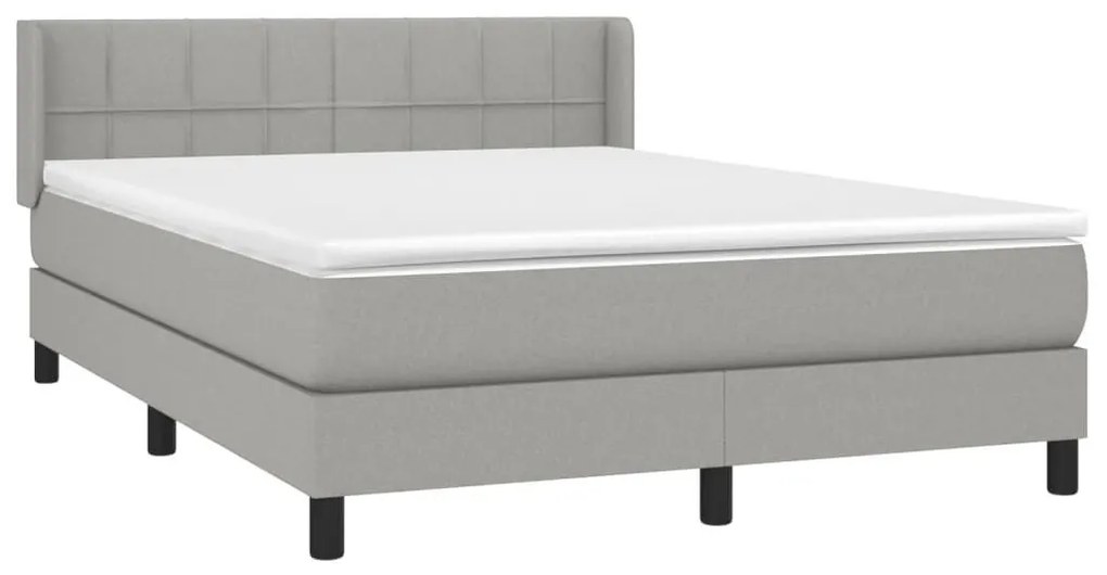 Κρεβάτι Boxspring με Στρώμα Ανοιχτό Γκρι 140x190 εκ. Υφασμάτινο - Γκρι