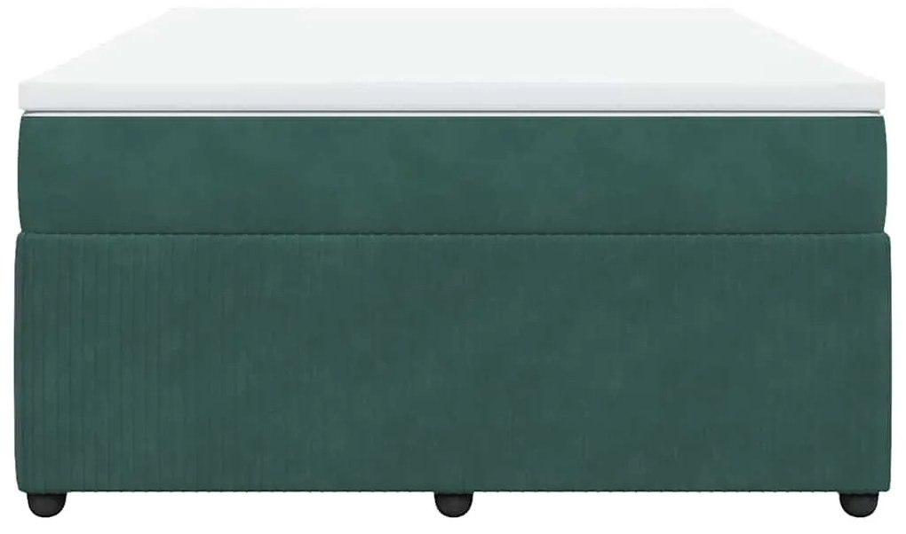 vidaXL Κρεβάτι Boxspring με Στρώμα Σκούρο Πράσινο 140x190εκ. Βελούδινο