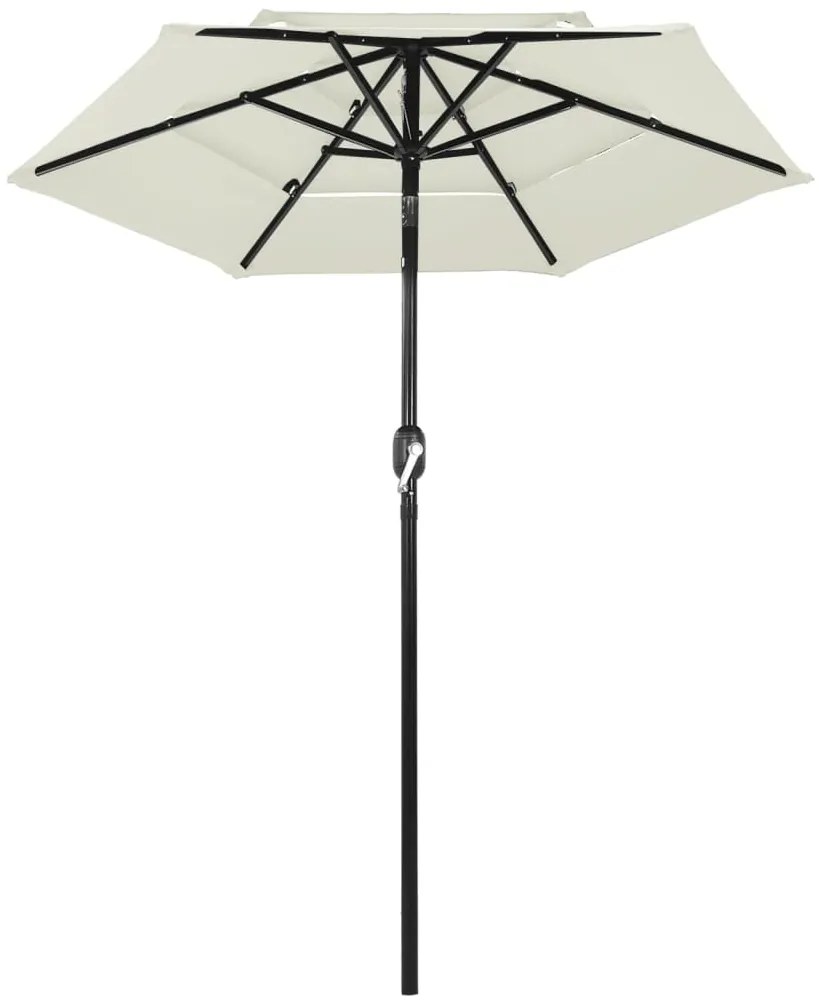 vidaXL Ομπρέλα Κήπου 3 Επιπέδων Λευκό της Άμμου 2 μ. Ιστό Αλουμινίου