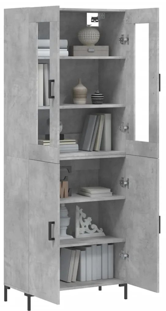 vidaXL Ντουλάπι Γκρι Σκυροδέματος 69,5x34x180 εκ. Επεξεργασμένο Ξύλο