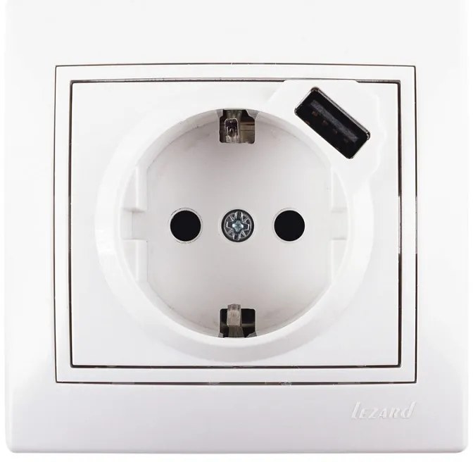 Lezard Πρίζα Σούκο + USB (σε αναμονή) Λευκό Mira (Πλήρης) 701.0202181B