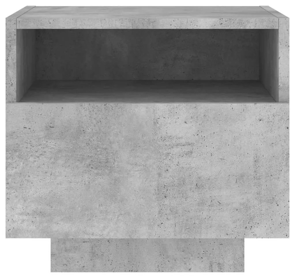 vidaXL Κομοδίνο με Φώτα LED Γκρι Σκυροδέματος 40 x 39 x 37 εκ.