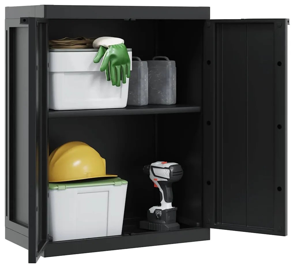 vidaXL Ντουλάπι Αποθ. Εξ. Χώρου Μαύρο 65x37x85 εκ. Πολυπροπυλένιο