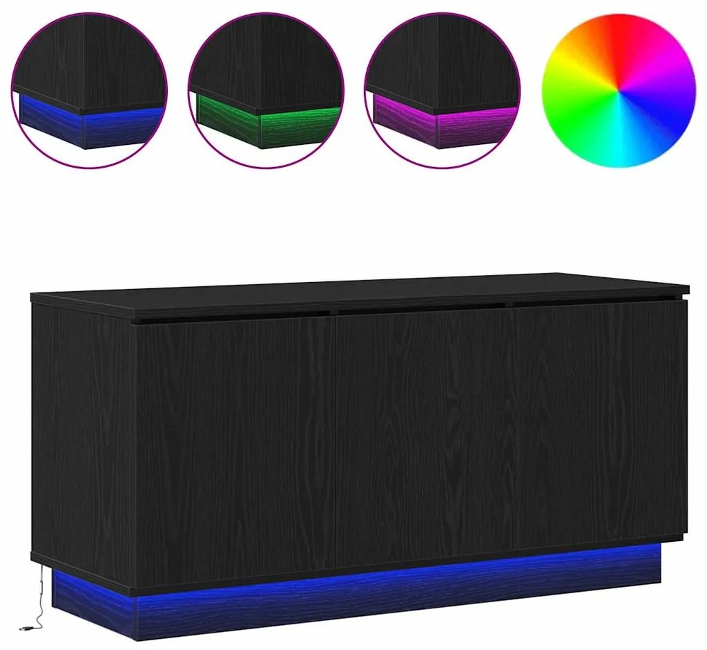 vidaXL Ντουλάπα Τηλεόρασης με LED Μαύρη δρυς 100 x 38 x 49 εκ.