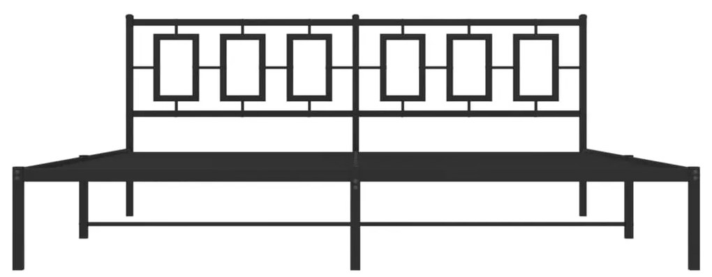 Πλαίσιο Κρεβατιού με Κεφαλάρι Μαύρο 200 x 200 εκ. Μεταλλικό - Μαύρο