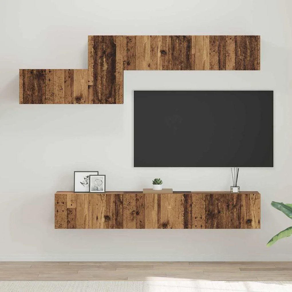 vidaXL Σετ επίπλου τηλεόρασης 7 pcs Παλαιό ξύλο 60 x 30 x 30 cm