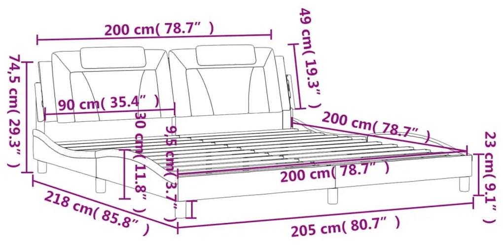 Πλαίσιο Κρεβατιού με Κεφαλάρι Λευκό 200x200 εκ. Συνθετικό Δέρμα - Λευκό