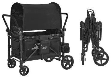 VEVOR Wagon Stroller for 4 Kids Push Pull Collapsible Stroller 330LBS Loading