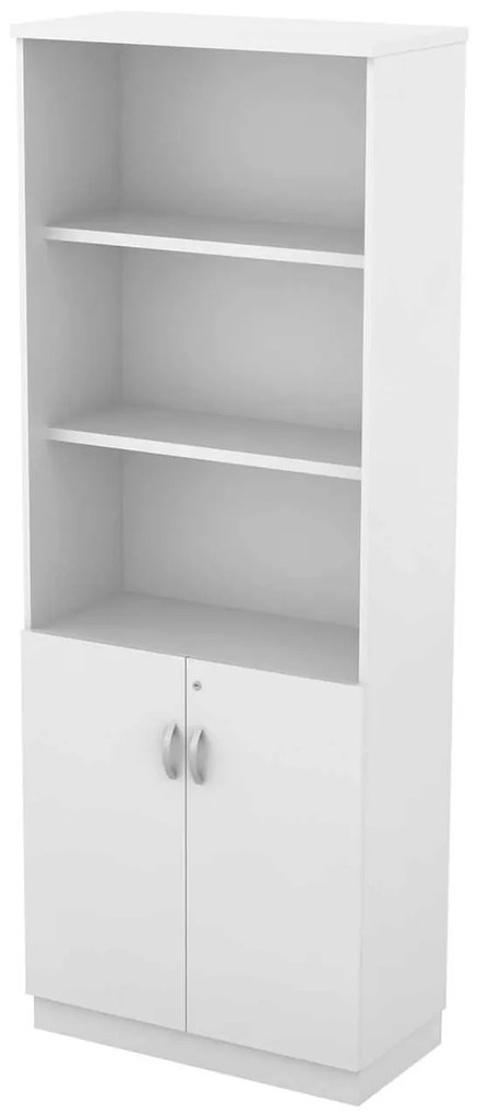 ΒΙΒΛΙΟΘΗΚΗ Γραφείου, 3 Ράφια - Ντουλάπι Δίφυλλο, Απόχρωση Άσπρο 80x40x211cm
