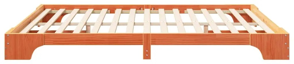 vidaXL Κρεβάτι δαπέδου Καφέ 180 x 210 cm Μασίφ ξύλο πεύκου