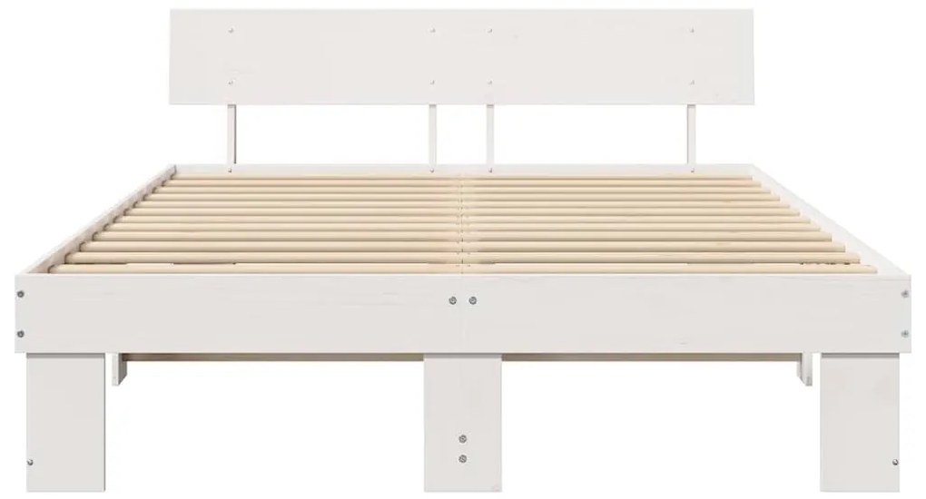 vidaXL Σκελετός Κρεβατιού Λευκό 150 x 200 cm Μασίφ ξύλο πεύκου