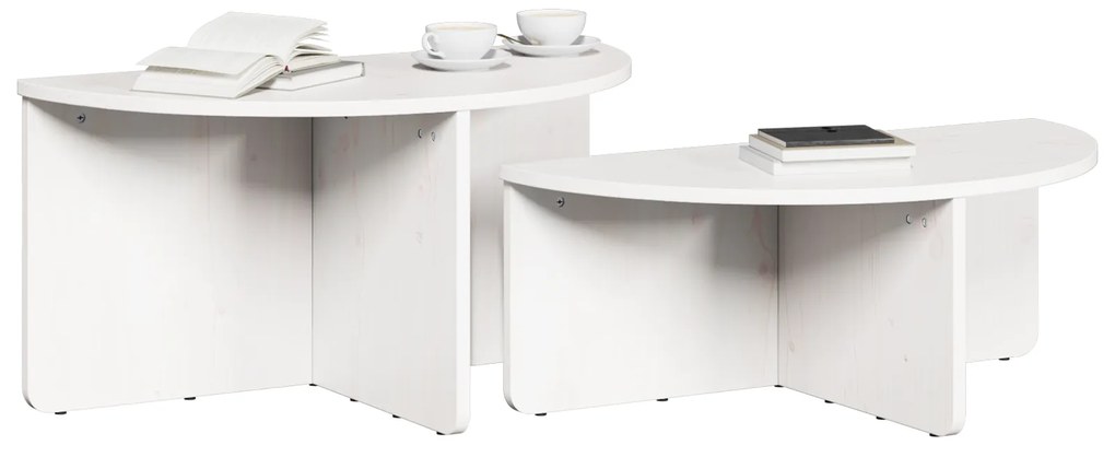 vidaXL Τραπεζάκι σαλονιού 2 pcs Λευκό Μασίφ ξύλο πεύκου