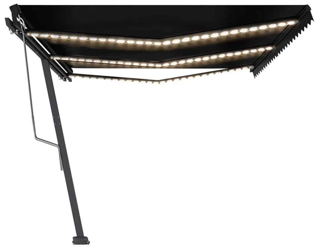 Τέντα Αυτόματη με LED &amp; Αισθητήρα Ανέμου Ανθρακί 600x350 εκ. - Ανθρακί