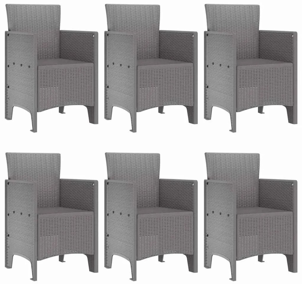 vidaXL Σέτ φαγητού για κήπο 7 pcs Ανοιχτό γκρι Rattan Polt