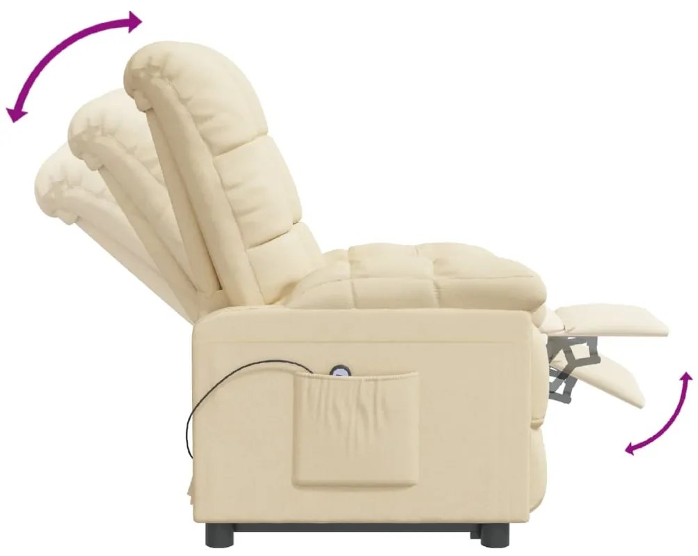 vidaXL Πολυθρόνα Ανακλινόμενη Ηλεκτρική Κρεμ Υφασμάτινη