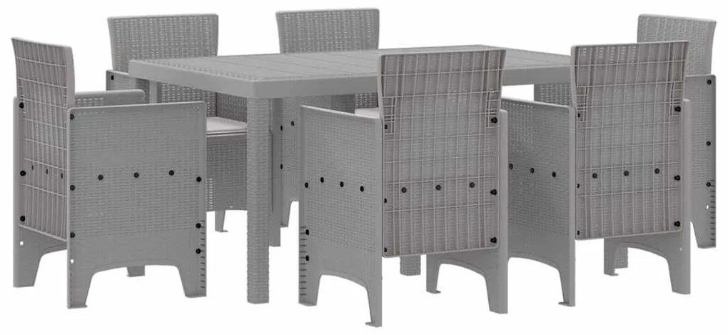 vidaXL Σέτ φαγητού για κήπο 7 pcs Ανοιχτό γκρι Rattan Polt