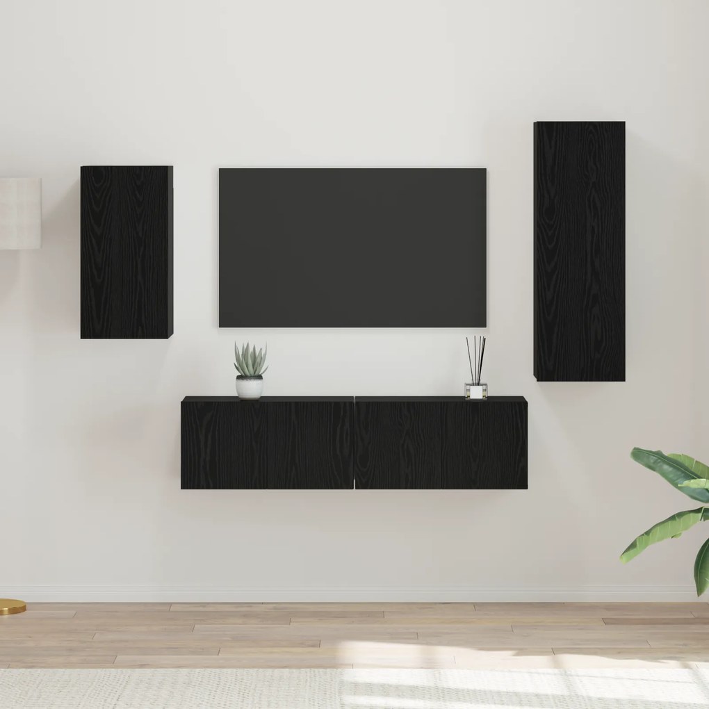 vidaXL Σετ τηλεοπτικού cabinet 4 pcs Μαύρη Δρυς 30.5 x 30 x 90 cm