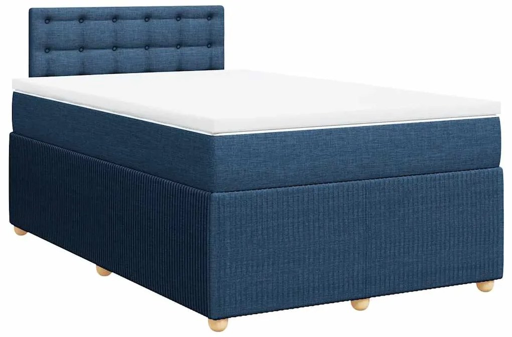 vidaXL Κρεβάτι Boxspring με Στρώμα Μπλε 120x190 εκ. Υφασμάτινο