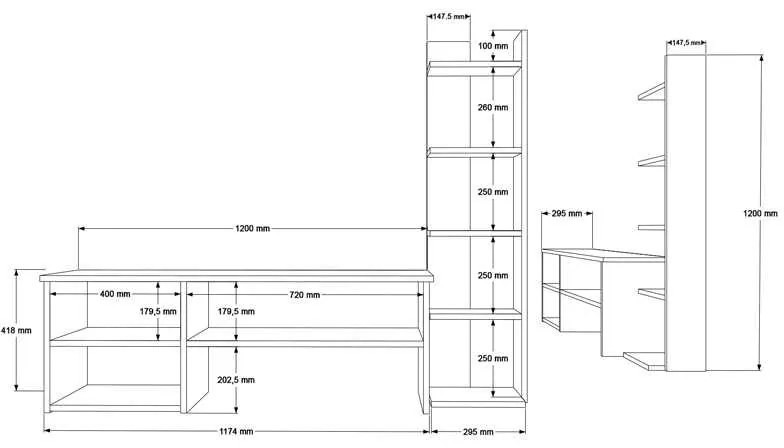 Σύνθετο σαλονιού Perla pakoworld σε λευκή απόχρωση 120x29.5x41,8εκ
