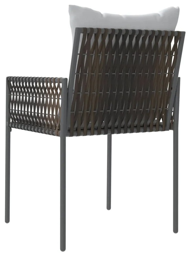 Καρέκλες Κήπου 2 τεμ. Καφέ 54x61x83 εκ. Συνθ. Ρατάν &amp; Μαξιλάρια - Καφέ